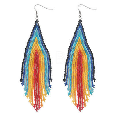 Handmade Glass Seed Beads Tassel Dangle Earrings LS-EN2812-2-1