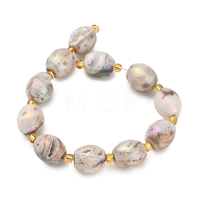 Electroplated Natural Druzy Geode Crystal Beads Strands G-F833-O01-01C-1