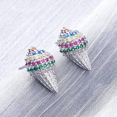 Brass Micro Pave Cubic Zirconia Stud Earrings EJEW-Q015-16P-1