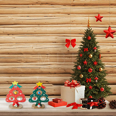 Gorgecraft 2 Sets 2 Colors Christmas Tree Wooden Display Decoration for Kids DJEW-GF0001-62-1
