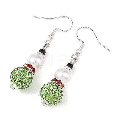 Christmas Handmade Polymer Clay Rhinestone Dangle Earrings EJEW-JE07518-02-1
