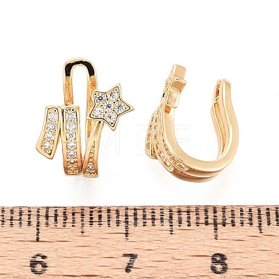 Brass Micro Pave Clear Cubic Zirconia Cuff Earrings EJEW-T047-76G-1