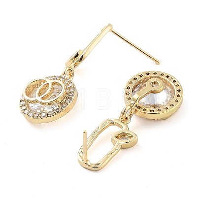 Brass with Glass Dangle Stud Earrings EJEW-Q800-14KCG-1