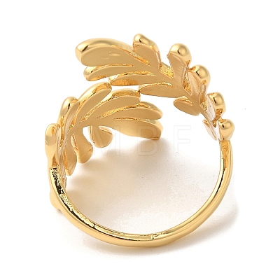 Leaf Brass Open Cuff Rings RJEW-U008-48G-1