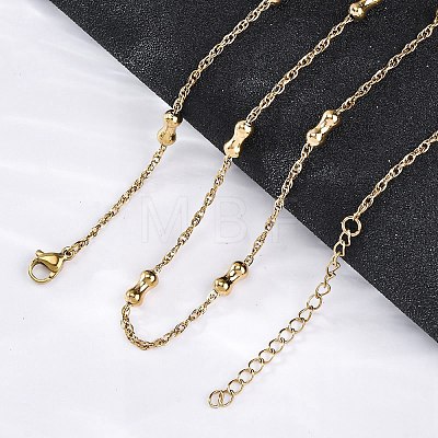 304 Stainless Steel Bone Rope Chain Necklaces NJEW-C073-09G-1