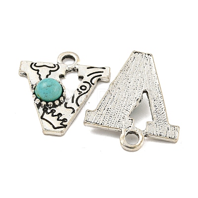 Synthetic Turquoise & Alloy Pendants PALLOY-H146-01AS-V-1