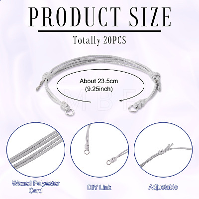 20Pcs Adjustable Korean Waxed Polyester Cord Bracelet Making BJEW-TAC0051-04-1