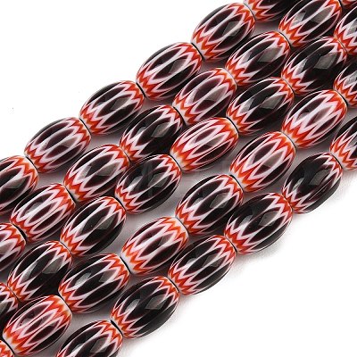 Handmade Millefiori Glass Oval Bead Strands LK-Z001-01B-B-M-1