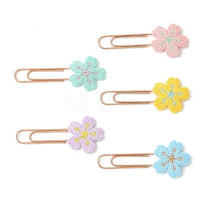 Polyester Embroidered Flower Bookmarks AJEW-JK00280-1