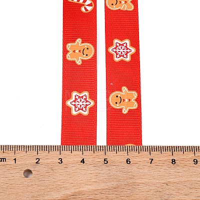 5 Yards Christmas Polyester Printed Grosgrain Ribbon OCOR-A008-01E-1
