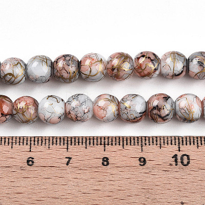 Baking Painted Glass Beads Strands DGLA-N003-8mm-B05-1