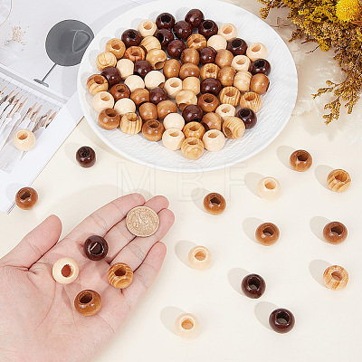 80Pcs 4 Colors Wood European Beads WOOD-PA0001-76-1