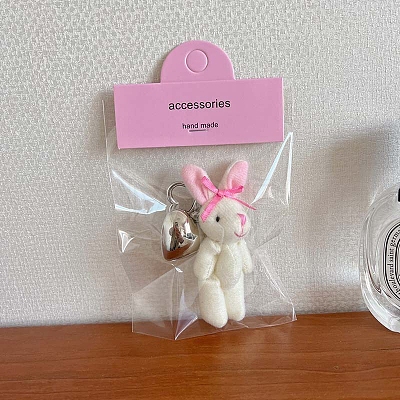 Cute Fluffy Rabbit Keychain PW-WGFE0BE-06-1