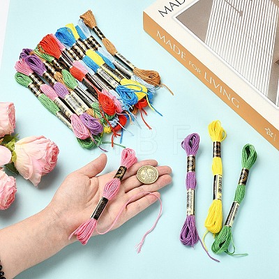6Bundles Polyester Embroidery Floss OCOR-YW0001-25G-1
