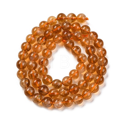 Round Natural Citrine Beads Strands G-K068-12A-6mm-1