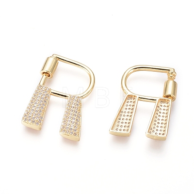 Brass Micro Pave Cubic Zirconia Screw Carabiner Lock Charms KK-I033-01G-R-1