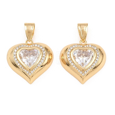 Brass Micro Pave Cubic Zirconia with Glass Pendants KK-L275-62G-02-1