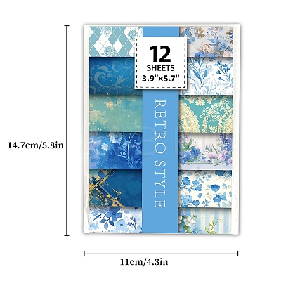 12Pcs 12 Styles Bleues Flower Scrapbook Paper Pad PW-WG3E2DC-01-1