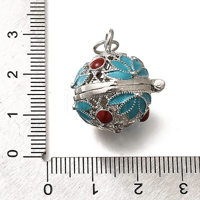 Brass with Enamel Bead Cage Pendants KK-M313-42P-01-1