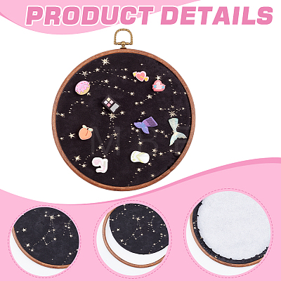 Flat Round Polyester & Acrylic Wall Mounted Brooch Organizer Display Boards AJEW-WH20006-30A-1