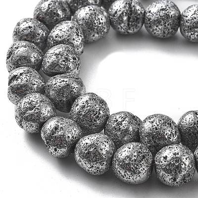 Electroplated Natural Lava Rock Beads Strands G-A251-D01-01F-1