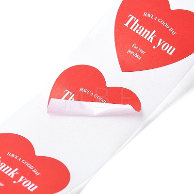 500Pcs Heart with Thank You Roll Stickers DIY-U008-01D-1