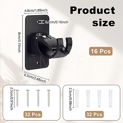 16Pcs Self-adhesive ABS Curtain Rod Hook Hangers FIND-WA0001-28-1
