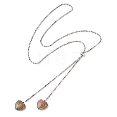 304 Stainless Steel Box Chain Lariat Necklaces NJEW-JN05889-1