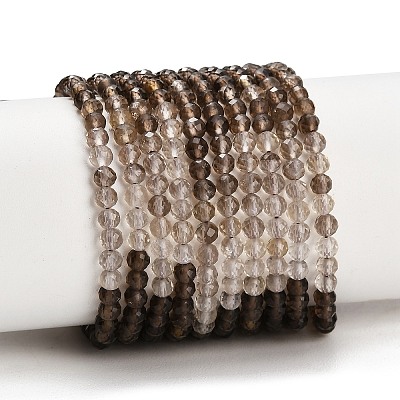 Gradient Color Natural Smoky Quartz Beads Strands G-Z106-A05-4mm-01-1