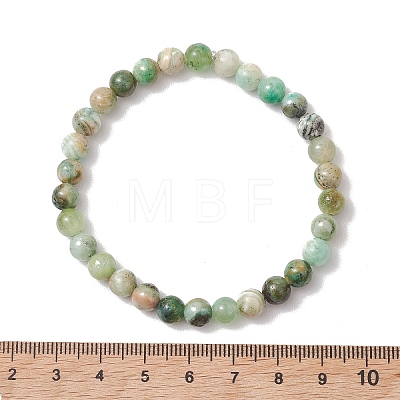 Natural Green Line Jasper Round Beads Stretch Bracelets for Women Men BJEW-JB13525-1