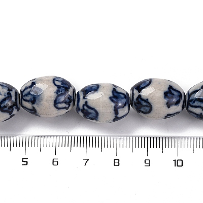 Handmade Blue and White Porcelain Beads PORC-I027-16B-1