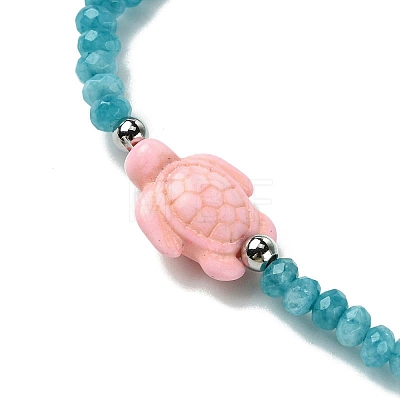 2Pcs 2 Styles Synthetic Turquoise & Dyed Natural Malaysia Jade Rondelle Beads Beads Stretch Bracelets for Women BJEW-JB13599-03-1