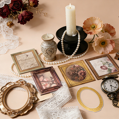 6 Sets 6 Styles Paper Self-Adhesive Photo Frame Stickers DIY-WR0005-69-1