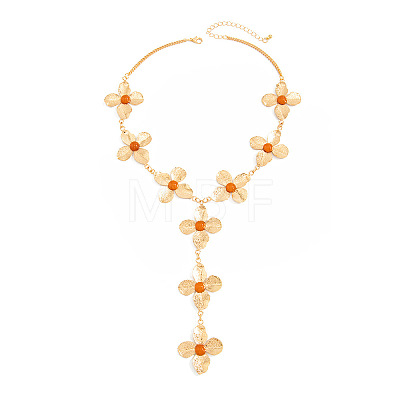 Iron Resin Flower Pendant Y Necklaces for Women WG2F8AB-01-1