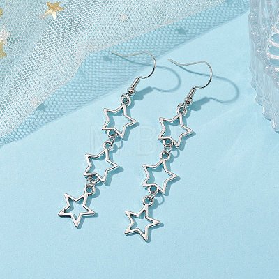 Star Hollow Alloy Dangle Earrings for Women EJEW-JE05628-1