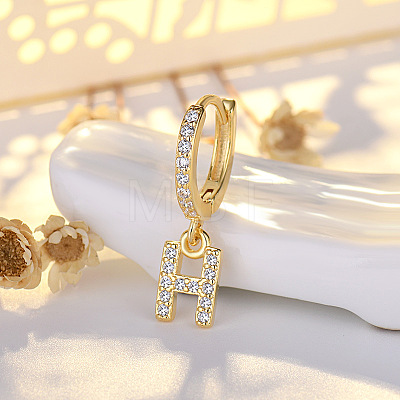 Brass Micro Pave Clear Cubic Zirconia Hoop Earrings WGE85EC-09-1