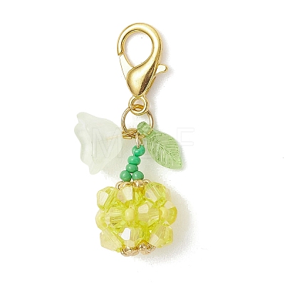 Fruit & Flowers Glass Seed Beads Pendant Decorations HJEW-MZ00407-1