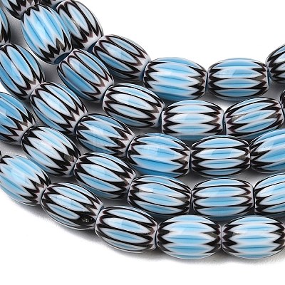 Handmade Millefiori Glass Oval Bead Strands LK-Z001-01B-09-1