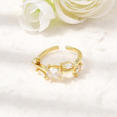 Brass Micro Pave Cubic Zirconia Cuff Open Rings CU-CBA108A-13G-02-1