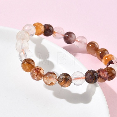 Natural Yellow Hematoid Quartz Round Beads Stretch Bracelets for Women BJEW-Z158-03F-03-1