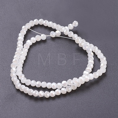 Faceted(32 Facets) Round Electroplate Imitation Jade Glass Beads Strands X-EGLA-D021-03-1