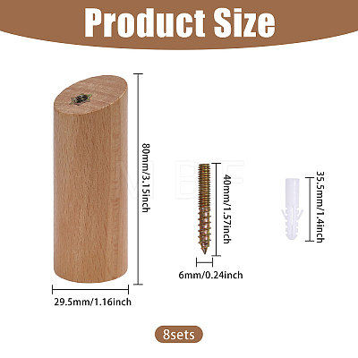 8Sets Column Wood Wall Hooks AJEW-GL0003-35B-1