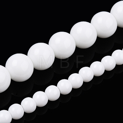 Opaque Solid Color Glass Beads Strands GLAA-T032-P8mm-02-1