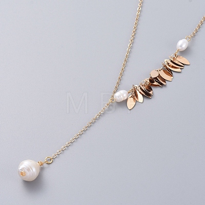Single Pearl Pendant Necklaces NJEW-JN02710-03-1