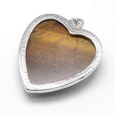 Heart with Flower Platinum Plated Brass Natural & Synthetic Mixed Stone Pendants G-F228-31-RS-1