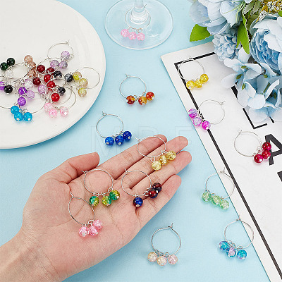 48Pcs 24 Colors Brass Wine Glass Charms AJEW-GO00002-1