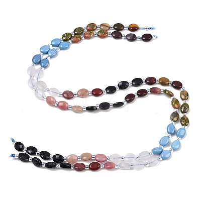 Natural Quartz Crystal & Rhodonite & Unakite & Mookaite & Synthetic Blue Goldstone & Synthetic Agate Beads Strands G-Z135-A11-1