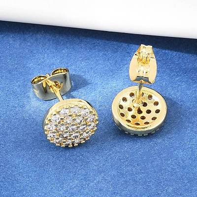 Brass Micro Pave Clear Cubic Zirconia Stud Earrings EJEW-F405-06G-1