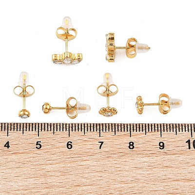 3 Pairs Valentine's Day 304 Stainless Steel & Crystal Rhinestone Stud Earrings for Women EJEW-G470-01G-1