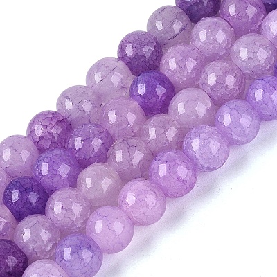 Ombre Effect Dyed Crackle Glass Beads Strands GLAA-Q106-01A-B06-1
